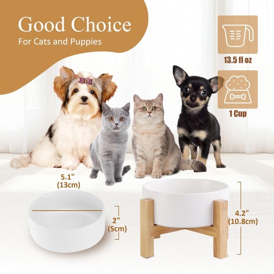 HCHLQLZ Raised Feeding Bowl for Cats Dogs and Puppies with Bowl Stand - Ceramic Dog Bowl Set of 2 for Cats Dogs Puppy Food and Water HCHLQLZ Raised Feeding Bowl for Cats Dogs and Puppies with Bowl Stand - Ceramic Dog Bowl Set of 2 for Cats Dogs Puppy Food and Water