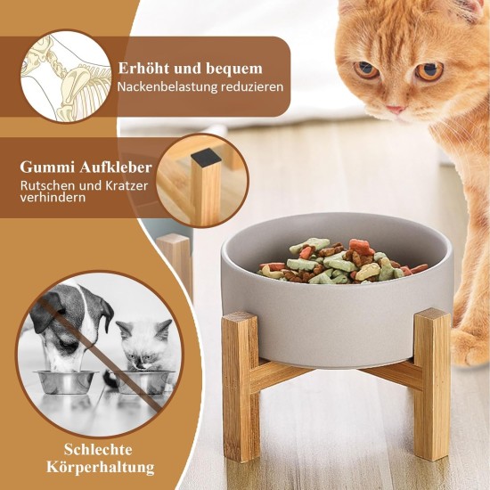 HCHLQLZ Raised Feeding Bowl for Cats Dogs and Puppies with Bowl Stand - Ceramic Dog Bowl Set of 2 for Cats Dogs Puppy Food and Water HCHLQLZ Raised Feeding Bowl for Cats Dogs and Puppies with Bowl Stand - Ceramic Dog Bowl Set of 2 for Cats Dogs Puppy Food and Water