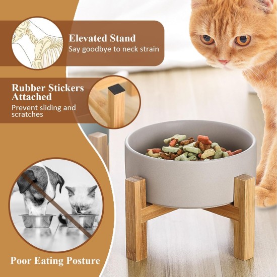 HCHLQLZ Raised Feeding Bowl for Cats Dogs and Puppies with Bowl Stand - Ceramic Dog Bowl Set of 2 for Cats Dogs Puppy Food and Water HCHLQLZ Raised Feeding Bowl for Cats Dogs and Puppies with Bowl Stand - Ceramic Dog Bowl Set of 2 for Cats Dogs Puppy Food and Water