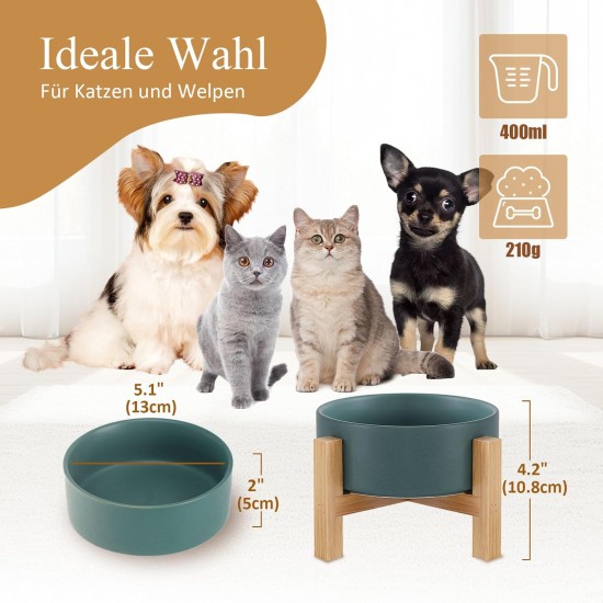 HCHLQLZ Raised Feeding Bowl for Cats Dogs and Puppies with Bowl Stand - Ceramic Dog Bowl Set of 2 for Cats Dogs Puppy Food and Water HCHLQLZ Raised Feeding Bowl for Cats Dogs and Puppies with Bowl Stand - Ceramic Dog Bowl Set of 2 for Cats Dogs Puppy Food and Water
