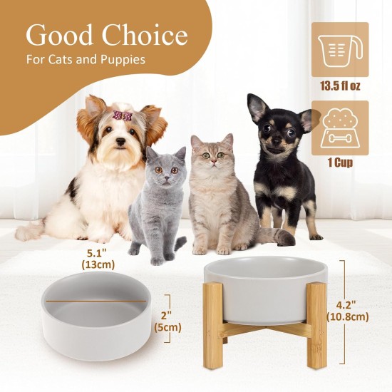 HCHLQLZ Raised Feeding Bowl for Cats Dogs and Puppies with Bowl Stand - Ceramic Dog Bowl Set of 2 for Cats Dogs Puppy Food and Water HCHLQLZ Raised Feeding Bowl for Cats Dogs and Puppies with Bowl Stand - Ceramic Dog Bowl Set of 2 for Cats Dogs Puppy Food and Water