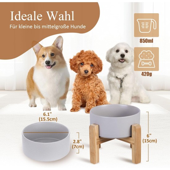 HCHLQLZ Raised Feeding Bowl for Cats Dogs and Puppies with Bowl Stand - Ceramic Dog Bowl Set of 2 for Cats Dogs Puppy Food and Water HCHLQLZ Raised Feeding Bowl for Cats Dogs and Puppies with Bowl Stand - Ceramic Dog Bowl Set of 2 for Cats Dogs Puppy Food and Water