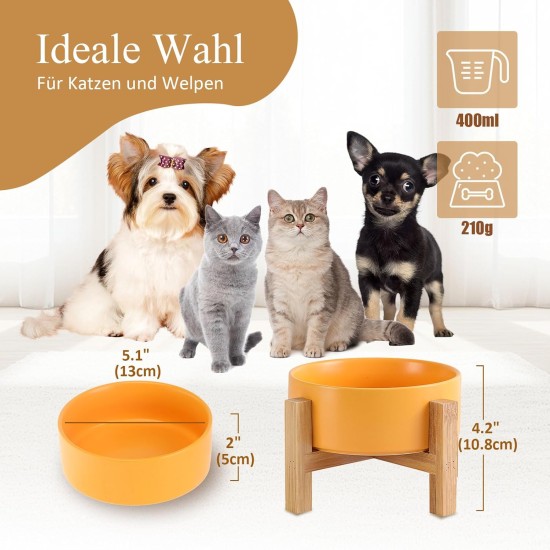 HCHLQLZ Raised Feeding Bowl for Cats Dogs and Puppies with Bowl Stand - Ceramic Dog Bowl Set of 2 for Cats Dogs Puppy Food and Water HCHLQLZ Raised Feeding Bowl for Cats Dogs and Puppies with Bowl Stand - Ceramic Dog Bowl Set of 2 for Cats Dogs Puppy Food and Water
