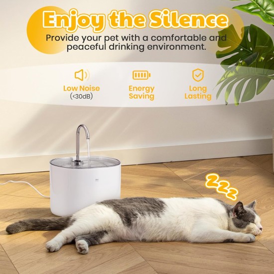 Happy & Polly Cat Fountain - 2.2 L Cat Fountain for Cats Indoor, 24/7 Running Pet Fountain Cat Dog Water Dispenser - Tap Cat Fountain with Strong Filter System Happy & Polly Cat Fountain - 2.2 L Cat Fountain for Cats Indoor, 24/7 Running Pet Fountain Cat Dog Water Dispenser - Tap Cat Fountain with Strong Filter System