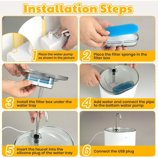 Happy & Polly Cat Fountain - 2.2 L Cat Fountain for Cats Indoor, 24/7 Running Pet Fountain Cat Dog Water Dispenser - Tap Cat Fountain with Strong Filter System Happy & Polly Cat Fountain - 2.2 L Cat Fountain for Cats Indoor, 24/7 Running Pet Fountain Cat Dog Water Dispenser - Tap Cat Fountain with Strong Filter System