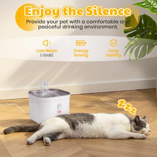 Happy & Polly Cat Fountain - 2L Drinking Fountain for Cats, Quiet Pet Fountain with Tap & Filter System, Continuous Running Drinking Fountain for Cats and Dogs, Ideal for Indoor Use Happy & Polly Cat Fountain - 2L Drinking Fountain for Cats, Quiet Pet Fountain with Tap & Filter System, Continuous Running Drinking Fountain for Cats and Dogs, Ideal for Indoor Use