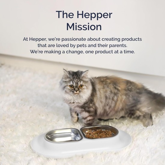 Hepper NomNom Leak-proof Raised Cat Bowls for Food and Water - Whiskers Relief Cat Bowl + Raised Cat Food Bowls: A Safe Cat Bowl for Messy Cats - Stainless Steel Hepper NomNom Leak-proof Raised Cat Bowls for Food and Water - Whiskers Relief Cat Bowl + Raised Cat Food Bowls: A Safe Cat Bowl for Messy Cats - Stainless Steel