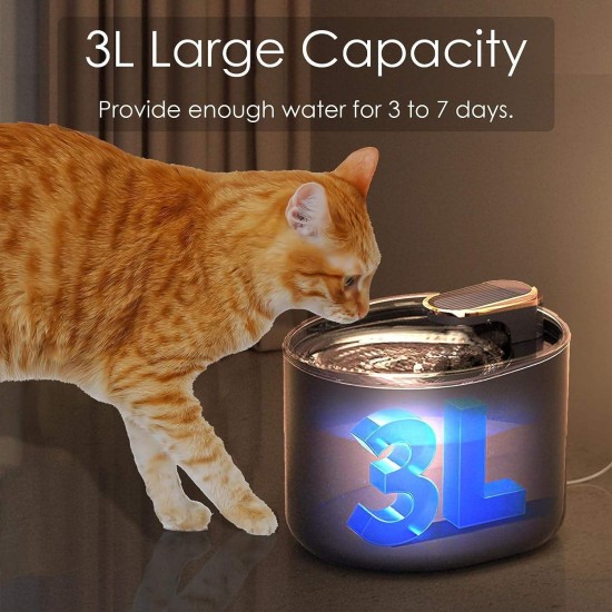 Herzberg HG04142, Distributeur D'eau électrique Pour Animaux Compagnie, 3L, système de Filtration, Pompe Ultra Silencieuse, Capteur Intelligent, Compact Design, Comfortable, Noir et Or, 3 Litres Herzberg HG04142, Distributeur D'eau électrique Pour Animaux Compagnie, 3L, système de Filtration, Pompe Ultra Silencieuse, Capteur Intelligent, Compact Design, Comfortable, Noir et Or, 3 Litres