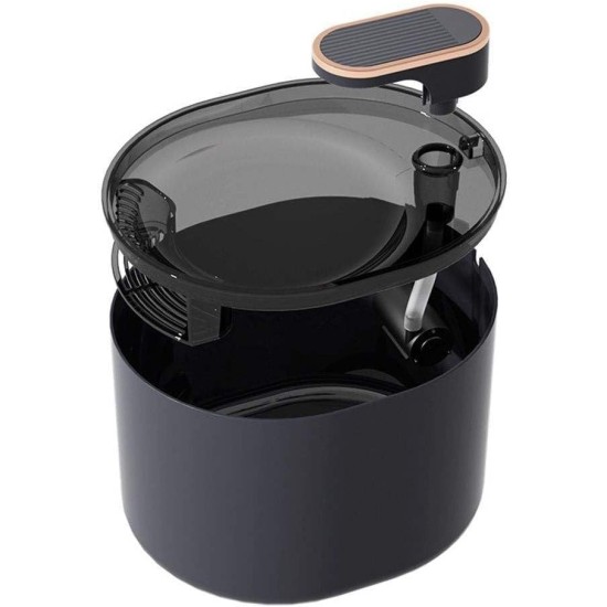 Herzberg HG04142, Distributeur D'eau électrique Pour Animaux Compagnie, 3L, système de Filtration, Pompe Ultra Silencieuse, Capteur Intelligent, Compact Design, Comfortable, Noir et Or, 3 Litres