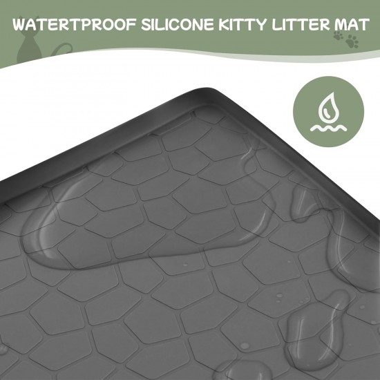 Homegroove 2Pcs Silicone Cat Litter Box Mat, 86.3x55CM Large Kitty Litter Box Mat for Indoor Cats, Litter Trapping (Grey, 86.3x55.8x0.1 Zentimeter) Homegroove 2Pcs Silicone Cat Litter Box Mat, 86.3x55CM Large Kitty Litter Box Mat for Indoor Cats, Litter Trapping (Grey, 86.3x55.8x0.1 Zentimeter)
