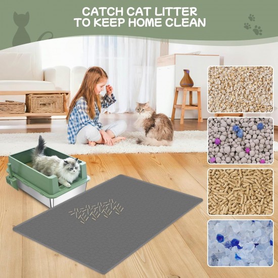 Homegroove 2Pcs Silicone Cat Litter Box Mat, 86.3x55CM Large Kitty Litter Box Mat for Indoor Cats, Litter Trapping (Grey, 86.3x55.8x0.1 Zentimeter) Homegroove 2Pcs Silicone Cat Litter Box Mat, 86.3x55CM Large Kitty Litter Box Mat for Indoor Cats, Litter Trapping (Grey, 86.3x55.8x0.1 Zentimeter)