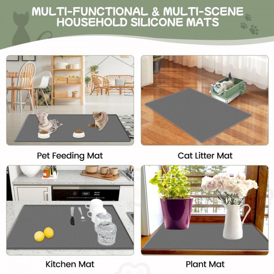 Homegroove 2Pcs Silicone Cat Litter Box Mat, 86.3x55CM Large Kitty Litter Box Mat for Indoor Cats, Litter Trapping (Grey, 86.3x55.8x0.1 Zentimeter) Homegroove 2Pcs Silicone Cat Litter Box Mat, 86.3x55CM Large Kitty Litter Box Mat for Indoor Cats, Litter Trapping (Grey, 86.3x55.8x0.1 Zentimeter)
