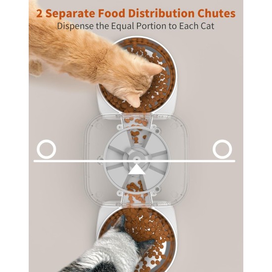 HoneyGuaridan Automatic Cat Feeder 2 Bowls, Distribute Food for 2 Cats Evenly, 3.5 L Automatic Feeder for Cats and Dogs, Stainless Steel Bowl, Voice Recording, 1-6 Meals/Day HoneyGuaridan Automatic Cat Feeder 2 Bowls, Distribute Food for 2 Cats Evenly, 3.5 L Automatic Feeder for Cats and Dogs, Stainless Steel Bowl, Voice Recording, 1-6 Meals/Day
