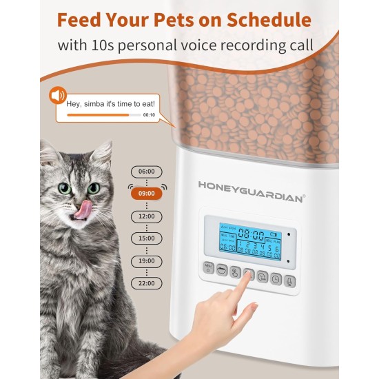HoneyGuaridan Automatic Cat Feeder 2 Bowls, Distribute Food for 2 Cats Evenly, 3.5 L Automatic Feeder for Cats and Dogs, Stainless Steel Bowl, Voice Recording, 1-6 Meals/Day HoneyGuaridan Automatic Cat Feeder 2 Bowls, Distribute Food for 2 Cats Evenly, 3.5 L Automatic Feeder for Cats and Dogs, Stainless Steel Bowl, Voice Recording, 1-6 Meals/Day