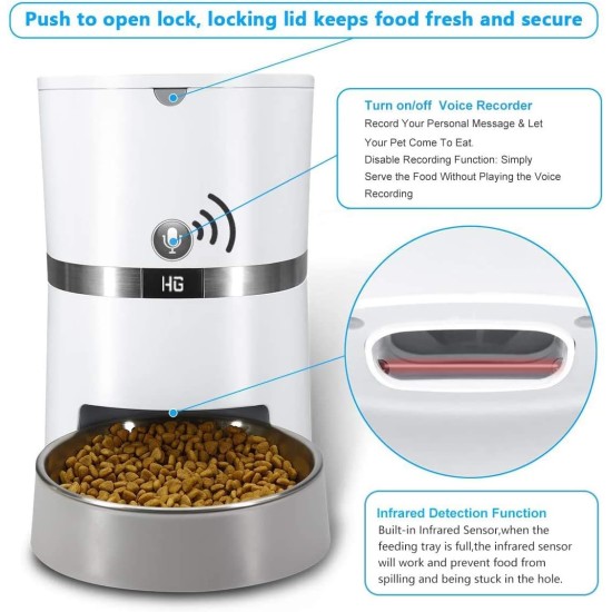 HoneyGuaridan Automatic Cat Feeder 2 Bowls, Distribute Food for 2 Cats Evenly, 3.5 L Automatic Feeder for Cats and Dogs, Stainless Steel Bowl, Voice Recording, 1-6 Meals/Day HoneyGuaridan Automatic Cat Feeder 2 Bowls, Distribute Food for 2 Cats Evenly, 3.5 L Automatic Feeder for Cats and Dogs, Stainless Steel Bowl, Voice Recording, 1-6 Meals/Day