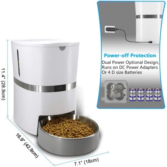 HoneyGuaridan Automatic Cat Feeder 2 Bowls, Distribute Food for 2 Cats Evenly, 3.5 L Automatic Feeder for Cats and Dogs, Stainless Steel Bowl, Voice Recording, 1-6 Meals/Day HoneyGuaridan Automatic Cat Feeder 2 Bowls, Distribute Food for 2 Cats Evenly, 3.5 L Automatic Feeder for Cats and Dogs, Stainless Steel Bowl, Voice Recording, 1-6 Meals/Day
