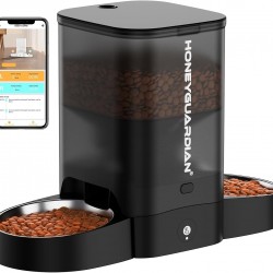 HoneyGuaridan Automatic Cat Feeder 2 Bowls with Motion Sensor, 2.4G WiFi Intelligent Cat Feeder for Remote Feeding, 3.5L Programmable Automatic Feeder for Cats and Dogs HoneyGuaridan Automatic Cat Feeder 2 Bowls with Motion Sensor, 2.4G WiFi Intelligent Cat Feeder for Remote Feeding, 3.5L Programmable Automatic Feeder for Cats and Dogs