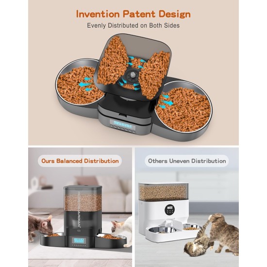 HoneyGuaridan Automatic Cat Feeder 2 Bowls with Motion Sensor, 2.4G WiFi Intelligent Cat Feeder for Remote Feeding, 3.5L Programmable Automatic Feeder for Cats and Dogs HoneyGuaridan Automatic Cat Feeder 2 Bowls with Motion Sensor, 2.4G WiFi Intelligent Cat Feeder for Remote Feeding, 3.5L Programmable Automatic Feeder for Cats and Dogs