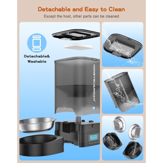 HoneyGuaridan Automatic Cat Feeder 2 Bowls with Motion Sensor, 2.4G WiFi Intelligent Cat Feeder for Remote Feeding, 3.5L Programmable Automatic Feeder for Cats and Dogs HoneyGuaridan Automatic Cat Feeder 2 Bowls with Motion Sensor, 2.4G WiFi Intelligent Cat Feeder for Remote Feeding, 3.5L Programmable Automatic Feeder for Cats and Dogs
