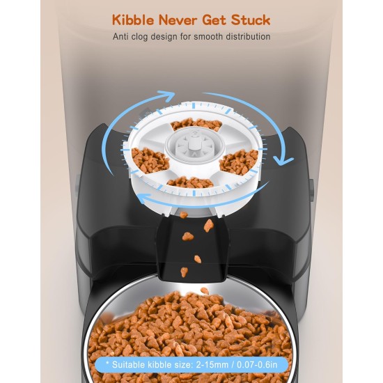 HoneyGuaridan Automatic Cat Feeder 2 Bowls with Motion Sensor, 2.4G WiFi Intelligent Cat Feeder for Remote Feeding, 3.5L Programmable Automatic Feeder for Cats and Dogs HoneyGuaridan Automatic Cat Feeder 2 Bowls with Motion Sensor, 2.4G WiFi Intelligent Cat Feeder for Remote Feeding, 3.5L Programmable Automatic Feeder for Cats and Dogs