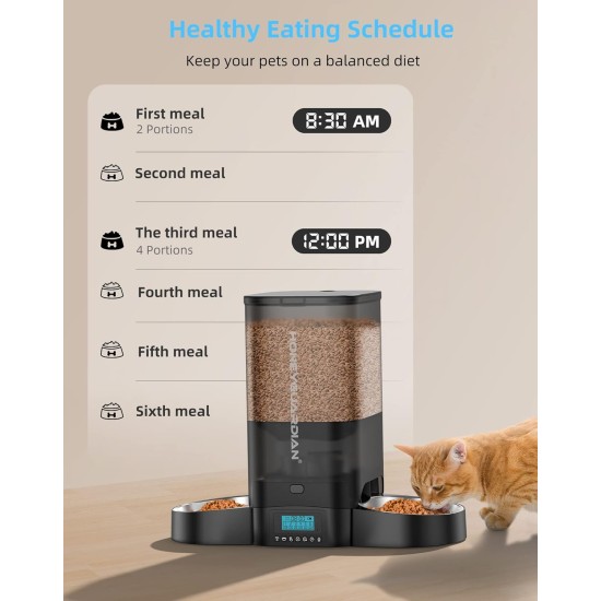 HoneyGuaridan Automatic Cat Feeder 2 Bowls with Motion Sensor, 2.4G WiFi Intelligent Cat Feeder for Remote Feeding, 3.5L Programmable Automatic Feeder for Cats and Dogs HoneyGuaridan Automatic Cat Feeder 2 Bowls with Motion Sensor, 2.4G WiFi Intelligent Cat Feeder for Remote Feeding, 3.5L Programmable Automatic Feeder for Cats and Dogs