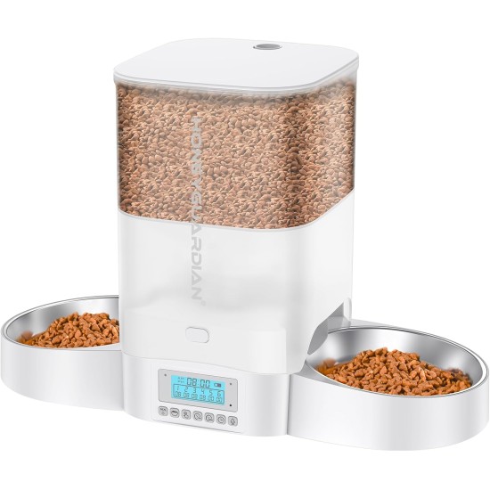 HoneyGuaridan Automatic Cat Feeder 2 Bowls with Motion Sensor, 2.4G WiFi Intelligent Cat Feeder for Remote Feeding, 3.5L Programmable Automatic Feeder for Cats and Dogs HoneyGuaridan Automatic Cat Feeder 2 Bowls with Motion Sensor, 2.4G WiFi Intelligent Cat Feeder for Remote Feeding, 3.5L Programmable Automatic Feeder for Cats and Dogs