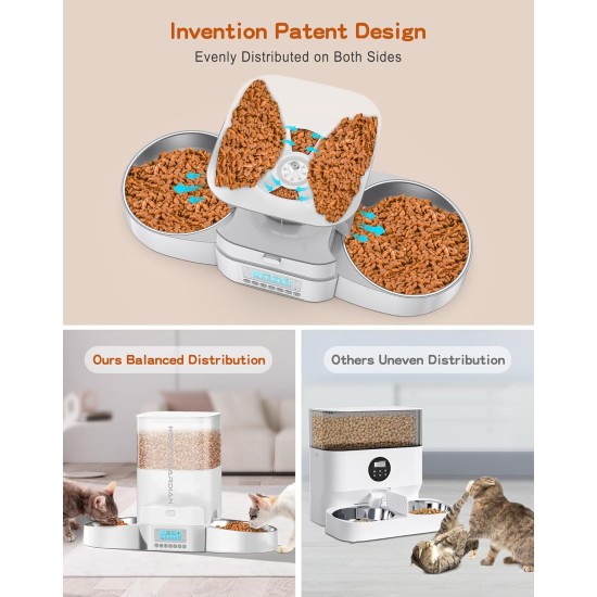 HoneyGuaridan Automatic Cat Feeder 2 Bowls with Motion Sensor, 2.4G WiFi Intelligent Cat Feeder for Remote Feeding, 3.5L Programmable Automatic Feeder for Cats and Dogs HoneyGuaridan Automatic Cat Feeder 2 Bowls with Motion Sensor, 2.4G WiFi Intelligent Cat Feeder for Remote Feeding, 3.5L Programmable Automatic Feeder for Cats and Dogs