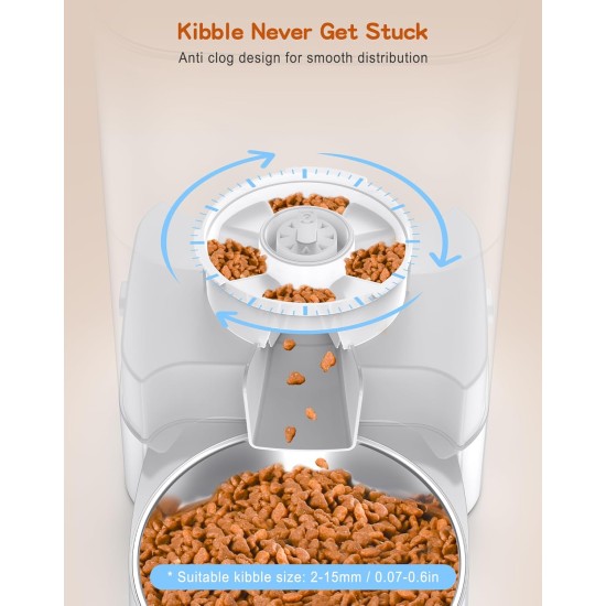 HoneyGuaridan Automatic Cat Feeder 2 Bowls with Motion Sensor, 2.4G WiFi Intelligent Cat Feeder for Remote Feeding, 3.5L Programmable Automatic Feeder for Cats and Dogs HoneyGuaridan Automatic Cat Feeder 2 Bowls with Motion Sensor, 2.4G WiFi Intelligent Cat Feeder for Remote Feeding, 3.5L Programmable Automatic Feeder for Cats and Dogs