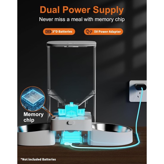 HoneyGuaridan Automatic Cat Feeder 2 Bowls with Motion Sensor, 2.4G WiFi Intelligent Cat Feeder for Remote Feeding, 3.5L Programmable Automatic Feeder for Cats and Dogs HoneyGuaridan Automatic Cat Feeder 2 Bowls with Motion Sensor, 2.4G WiFi Intelligent Cat Feeder for Remote Feeding, 3.5L Programmable Automatic Feeder for Cats and Dogs