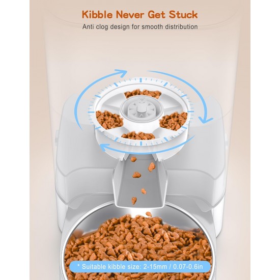 HoneyGuaridan Automatic Cat Feeder 2 Bowls with Motion Sensor, 2.4G WiFi Intelligent Cat Feeder for Remote Feeding, 3.5L Programmable Automatic Feeder for Cats and Dogs HoneyGuaridan Automatic Cat Feeder 2 Bowls with Motion Sensor, 2.4G WiFi Intelligent Cat Feeder for Remote Feeding, 3.5L Programmable Automatic Feeder for Cats and Dogs