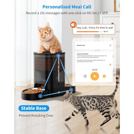 HoneyGuaridan Automatic Cat Feeder 2 Bowls with Motion Sensor, 2.4G WiFi Intelligent Cat Feeder for Remote Feeding, 3.5L Programmable Automatic Feeder for Cats and Dogs HoneyGuaridan Automatic Cat Feeder 2 Bowls with Motion Sensor, 2.4G WiFi Intelligent Cat Feeder for Remote Feeding, 3.5L Programmable Automatic Feeder for Cats and Dogs