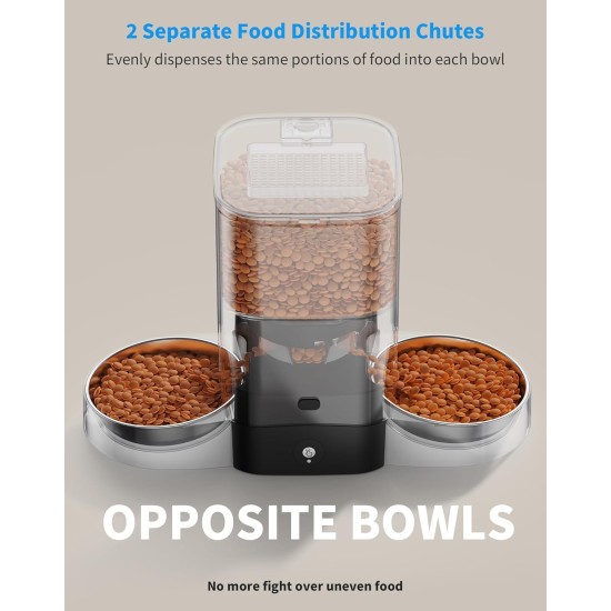 HoneyGuaridan Automatic Cat Feeder 2 Bowls with Motion Sensor, 2.4G WiFi Intelligent Cat Feeder for Remote Feeding, 3.5L Programmable Automatic Feeder for Cats and Dogs HoneyGuaridan Automatic Cat Feeder 2 Bowls with Motion Sensor, 2.4G WiFi Intelligent Cat Feeder for Remote Feeding, 3.5L Programmable Automatic Feeder for Cats and Dogs