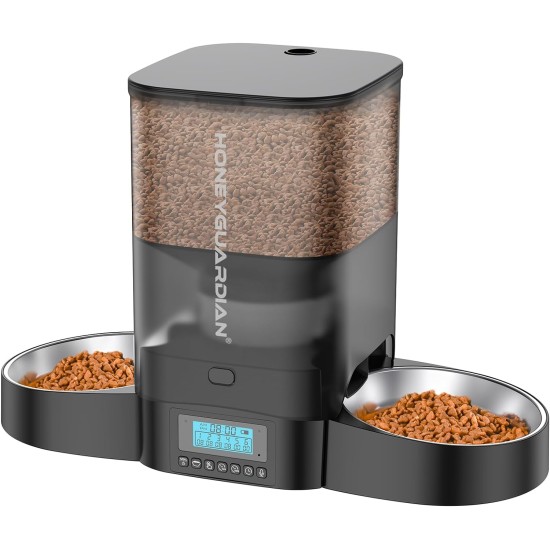 HoneyGuaridan Automatic Cat Feeder 2 Bowls with Motion Sensor, 2.4G WiFi Intelligent Cat Feeder for Remote Feeding, 3.5L Programmable Automatic Feeder for Cats and Dogs HoneyGuaridan Automatic Cat Feeder 2 Bowls with Motion Sensor, 2.4G WiFi Intelligent Cat Feeder for Remote Feeding, 3.5L Programmable Automatic Feeder for Cats and Dogs
