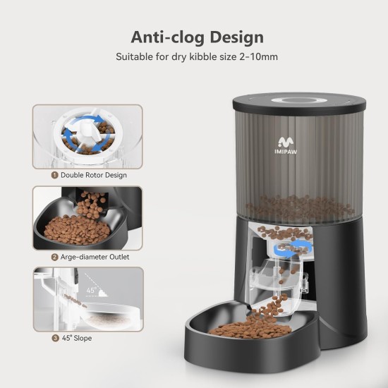IMIPAW Automatic Cat Feeder Timed Dog Feeder 4L Programmable Control 1-6 Meals Dry Food Dispenser for Pets with Desiccant Bag for Cats IMIPAW Automatic Cat Feeder Timed Dog Feeder 4L Programmable Control 1-6 Meals Dry Food Dispenser for Pets with Desiccant Bag for Cats