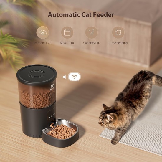 IMIPAW Automatic Cat Feeder, WiFi Cat Feeder with App Control for Dry Food for Pets, Programmable Feeder, Double Power Supply IMIPAW Automatic Cat Feeder, WiFi Cat Feeder with App Control for Dry Food for Pets, Programmable Feeder, Double Power Supply