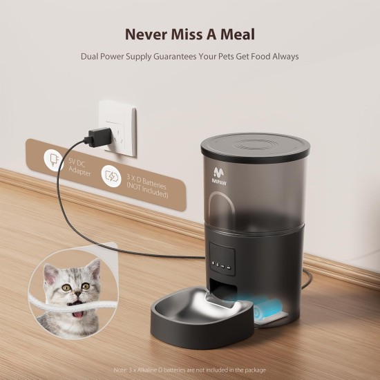 IMIPAW Automatic Cat Feeder, WiFi Cat Feeder with App Control for Dry Food for Pets, Programmable Feeder, Double Power Supply IMIPAW Automatic Cat Feeder, WiFi Cat Feeder with App Control for Dry Food for Pets, Programmable Feeder, Double Power Supply
