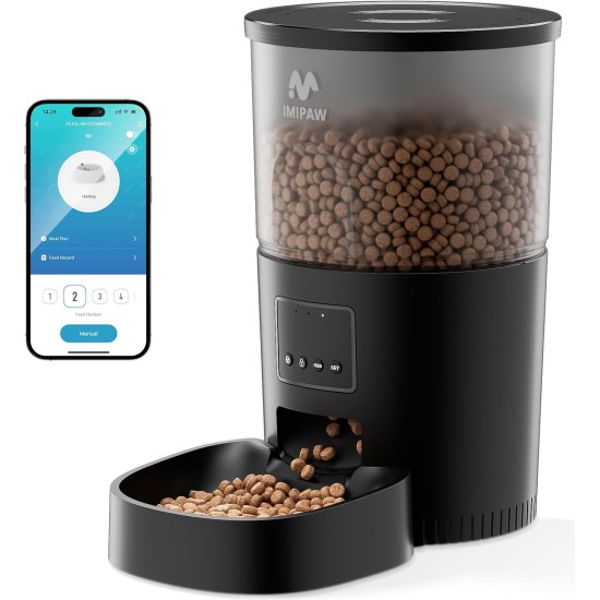 IMIPAW Automatic Cat Feeder, WiFi Cat Feeder with App Control for Dry Food for Pets, Programmable Feeder, Double Power Supply IMIPAW Automatic Cat Feeder, WiFi Cat Feeder with App Control for Dry Food for Pets, Programmable Feeder, Double Power Supply