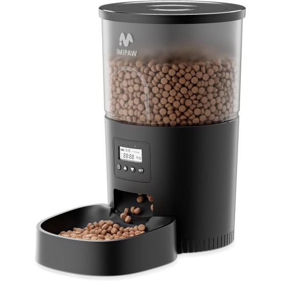 IMIPAW Automatic Cat Feeder with Programmable Timer, Easy to Use, 1-6 Meals a Day, Feeder for Cats and Dogs, 3 L IMIPAW Automatic Cat Feeder with Programmable Timer, Easy to Use, 1-6 Meals a Day, Feeder for Cats and Dogs, 3 L
