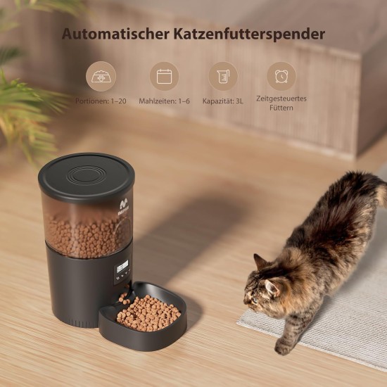 IMIPAW Automatic Cat Feeder with Programmable Timer, Easy to Use, 1-6 Meals a Day, Feeder for Cats and Dogs, 3 L IMIPAW Automatic Cat Feeder with Programmable Timer, Easy to Use, 1-6 Meals a Day, Feeder for Cats and Dogs, 3 L