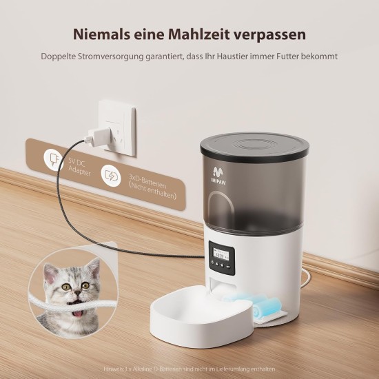 IMIPAW Automatic Cat Feeder with Programmable Timer, Easy to Use, 1-6 Meals a Day, Feeder for Cats and Dogs, 3 L IMIPAW Automatic Cat Feeder with Programmable Timer, Easy to Use, 1-6 Meals a Day, Feeder for Cats and Dogs, 3 L