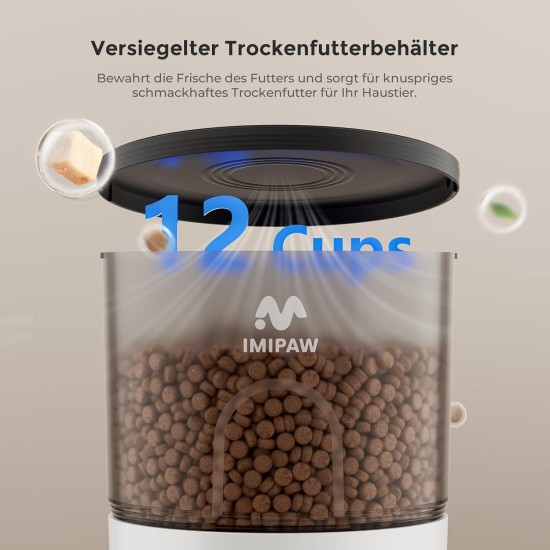 IMIPAW Automatic Cat Feeder with Programmable Timer, Easy to Use, 1-6 Meals a Day, Feeder for Cats and Dogs, 3 L IMIPAW Automatic Cat Feeder with Programmable Timer, Easy to Use, 1-6 Meals a Day, Feeder for Cats and Dogs, 3 L