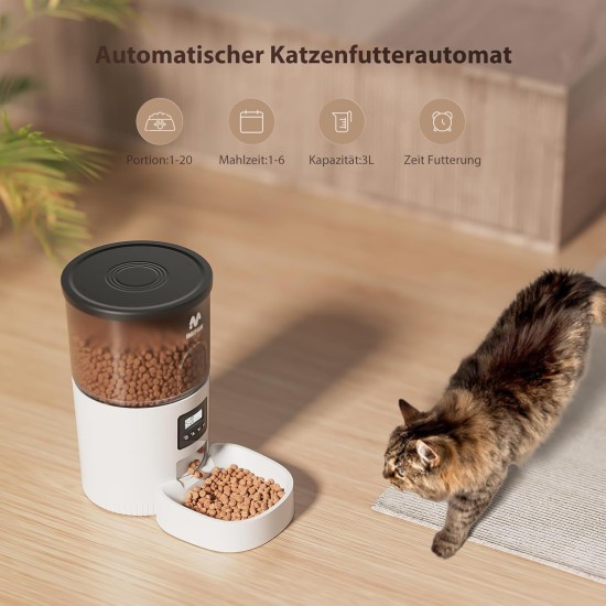 IMIPAW Automatic Cat Feeder with Programmable Timer, Easy to Use, 1-6 Meals a Day, Feeder for Cats and Dogs, 3 L IMIPAW Automatic Cat Feeder with Programmable Timer, Easy to Use, 1-6 Meals a Day, Feeder for Cats and Dogs, 3 L