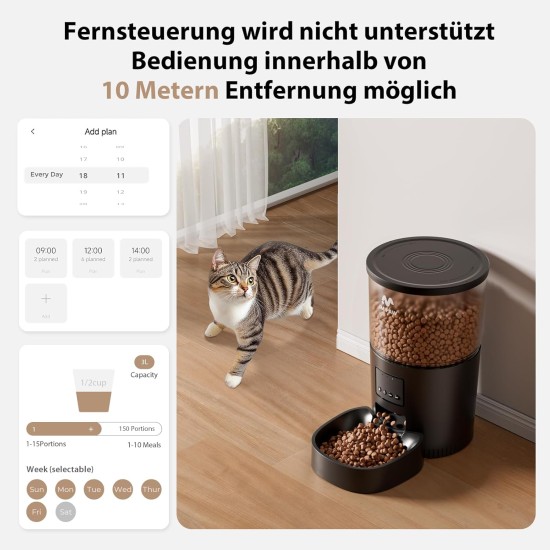 IMIPAW Automatic Cat Feeder with Programmable Timer, Easy to Use, 1-6 Meals a Day, Feeder for Cats and Dogs, 3 L IMIPAW Automatic Cat Feeder with Programmable Timer, Easy to Use, 1-6 Meals a Day, Feeder for Cats and Dogs, 3 L