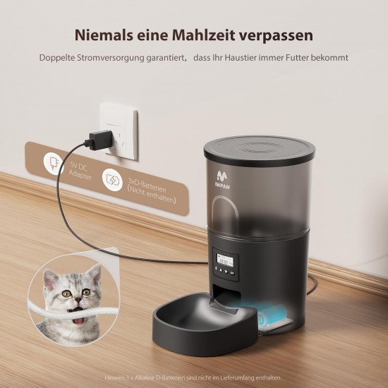 IMIPAW Automatic Cat and Cat Fountain, Timed Dry Food Dispenser for Pets, Programmable Portion Control, 1-6 Meals a Day, Cat Fountain for Drinking with Filter IMIPAW Automatic Cat and Cat Fountain, Timed Dry Food Dispenser for Pets, Programmable Portion Control, 1-6 Meals a Day, Cat Fountain for Drinking with Filter