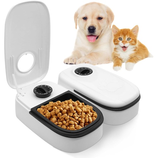 Idota Automatic Cat Feeder for 2 Meals with 48 Hour Timer 700 ml Automatic Feeder for Cats and Small Dogs for Wet Food and Dry Food - Black Idota Automatic Cat Feeder for 2 Meals with 48 Hour Timer 700 ml Automatic Feeder for Cats and Small Dogs for Wet Food and Dry Food - Black