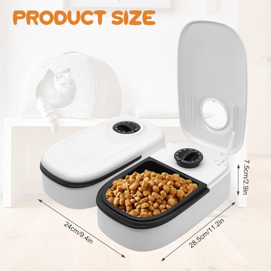 Idota Automatic Cat Feeder for 2 Meals with 48 Hour Timer 700 ml Automatic Feeder for Cats and Small Dogs for Wet Food and Dry Food - Black Idota Automatic Cat Feeder for 2 Meals with 48 Hour Timer 700 ml Automatic Feeder for Cats and Small Dogs for Wet Food and Dry Food - Black