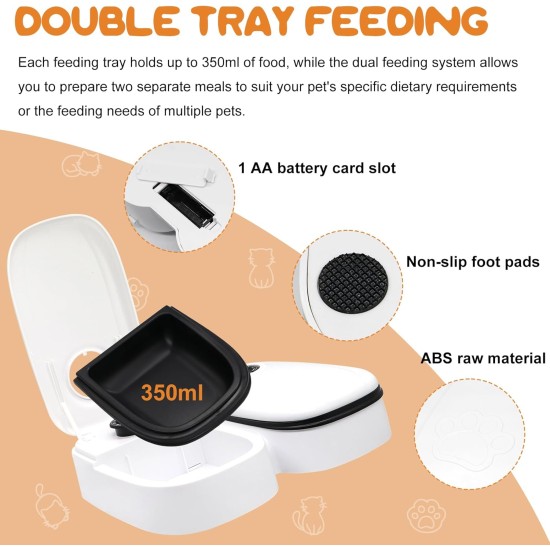 Idota Automatic Cat Feeder for 2 Meals with 48 Hour Timer 700 ml Automatic Feeder for Cats and Small Dogs for Wet Food and Dry Food - Black Idota Automatic Cat Feeder for 2 Meals with 48 Hour Timer 700 ml Automatic Feeder for Cats and Small Dogs for Wet Food and Dry Food - Black