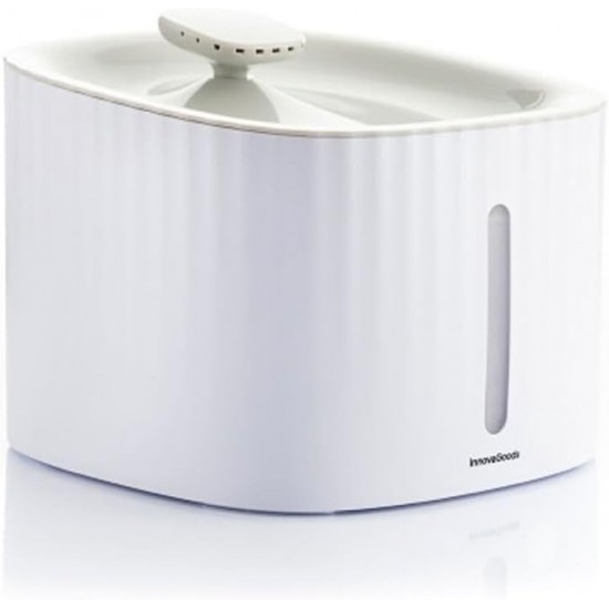 InnovaGoods - Drinkatt Pet Fountain 3L Capacity, 3 Jet Types, Quiet, Filters Water Pollution, Easy Assembly, USB, White, Grey, Polypropylene InnovaGoods - Drinkatt Pet Fountain 3L Capacity, 3 Jet Types, Quiet, Filters Water Pollution, Easy Assembly, USB, White, Grey, Polypropylene