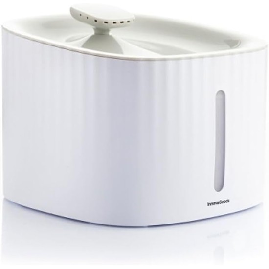 InnovaGoods - Drinkatt Pet Fountain 3L Capacity, 3 Jet Types, Quiet, Filters Water Pollution, Easy Assembly, USB, White, Grey, Polypropylene InnovaGoods - Drinkatt Pet Fountain 3L Capacity, 3 Jet Types, Quiet, Filters Water Pollution, Easy Assembly, USB, White, Grey, Polypropylene