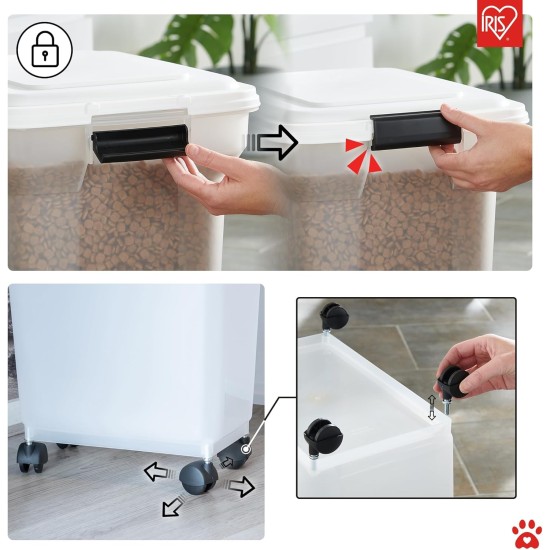 Iris Ohyama Cat Food Storage with Wheels, 30 + 10 L, Black, Airtight Food Box, Dry Food, Food Container, for Dogs, Cats, Pet Food Container, Shovel, BPA-Free, Food Bin Iris Ohyama Cat Food Storage with Wheels, 30 + 10 L, Black, Airtight Food Box, Dry Food, Food Container, for Dogs, Cats, Pet Food Container, Shovel, BPA-Free, Food Bin